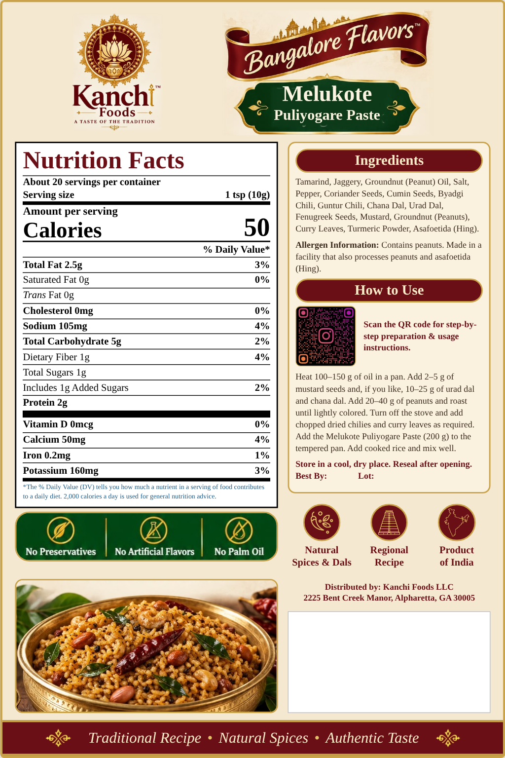 Melukote Puliyogare Paste – Bangalore Flavors